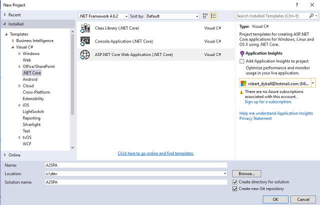 VS 2015 - clickFile, New, Project