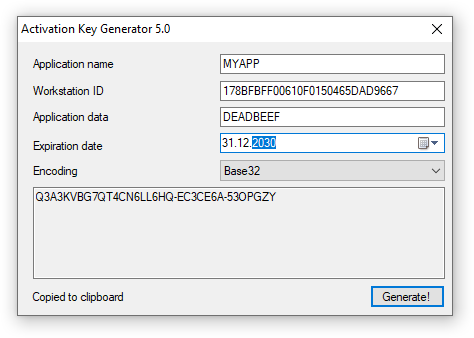 Keygen application