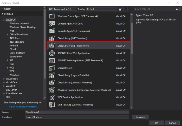 Creating a standard .NET Framework Class Library