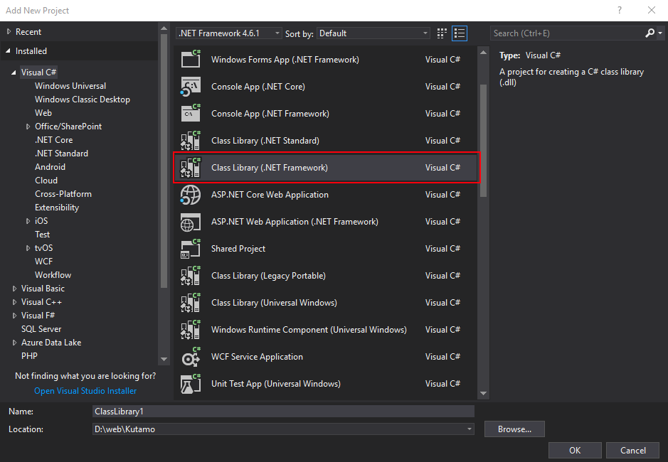 Creating a standard .NET Framework Class Library