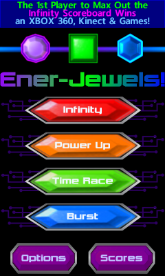 Ener-Jewels TGIF! Main Menu Screen with House Ad