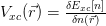 V_{xc}(\vec{r}) = \frac{\delta E_{xc}[n]}{\delta n(\vec{r})} 