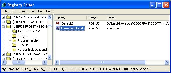 Registry Entry for Threading Model.