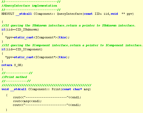 Implementation of the Component's methods