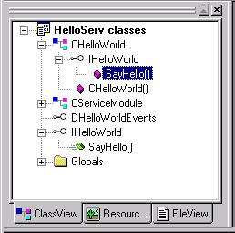 ClassView after the SayHello method has been added.