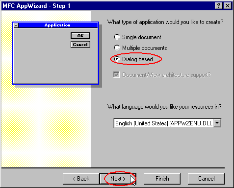 Client / MFC Appwizard - Step 1 of 4