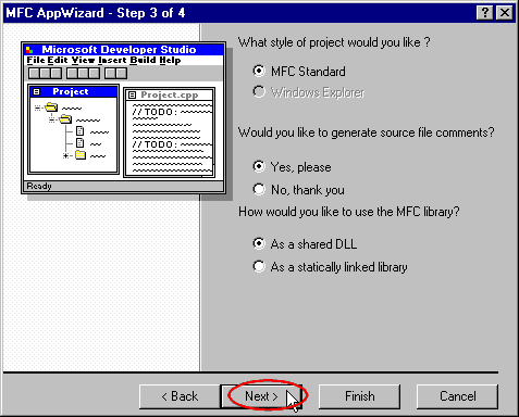 Client / MFC Appwizard - Step 3 of 4
