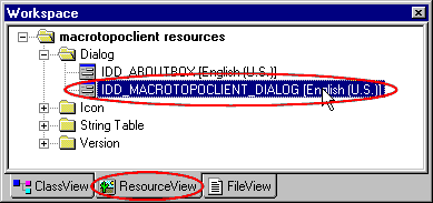 Client / Open the dialog box in the resource editor.