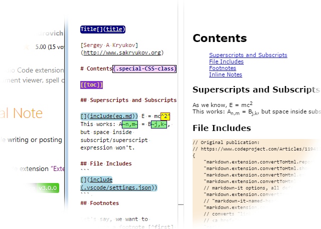 Visuals Studio Code, Markdown support