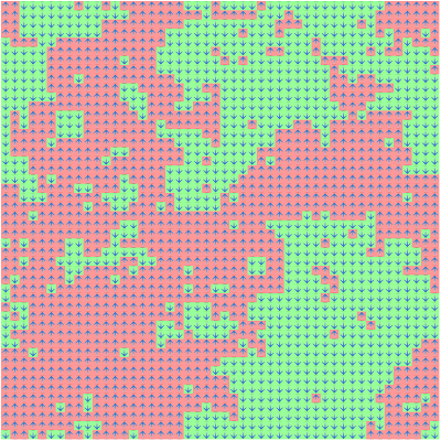 A simple ferromagnet model on a 48 x 48 lattice