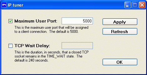 Set MaxUserPort