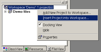 The ResizableLib project in the workspace