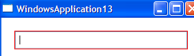 A WPF window showing a TextBox that has been given a red border, indicating that it is invalid.