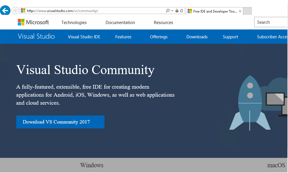 get visual studio home page