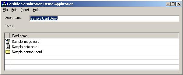 CardfileSerializationDemo application image
