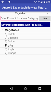 Android ExpandablelistView Tutorial