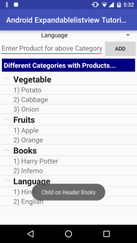 Android ExpandablelistView Tutorial