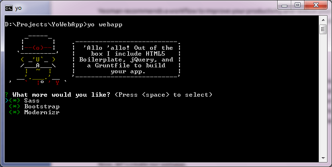 Creating webapp using Yeoman