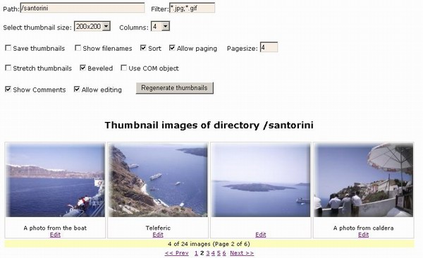 Test page of ThumbList control