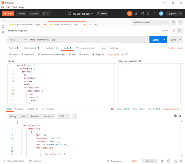 GraphQL query with authentication