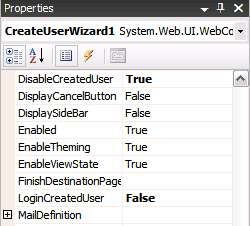 Create User Wizard designer properties