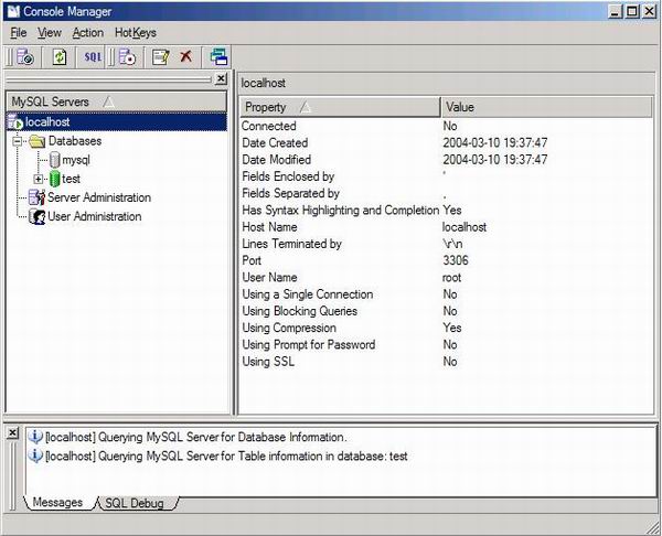 MySql Control Center