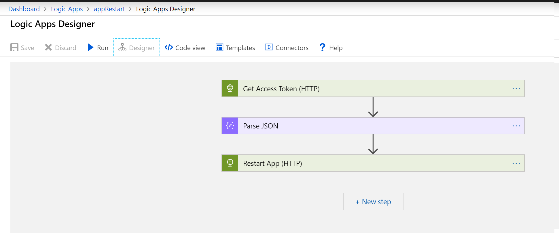 Three steps to restarting Azure web app