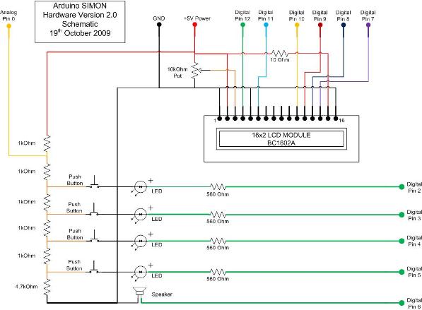 Arduino Simon Schematic