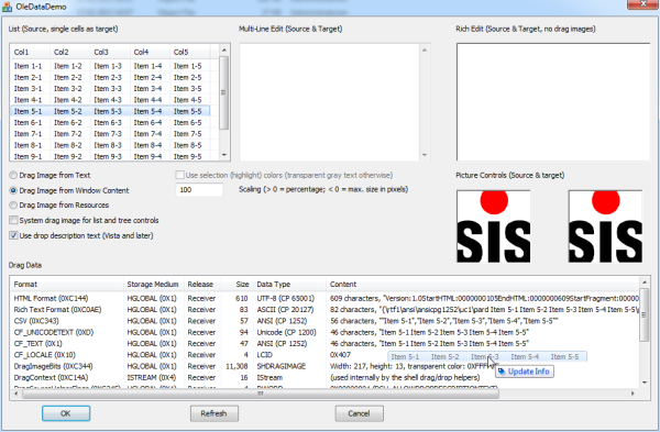 OleDataDemo application screenshot