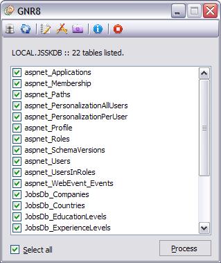 GNR8 - primary screen after tables are loaded