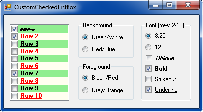 CustomCheckedListBox test driver