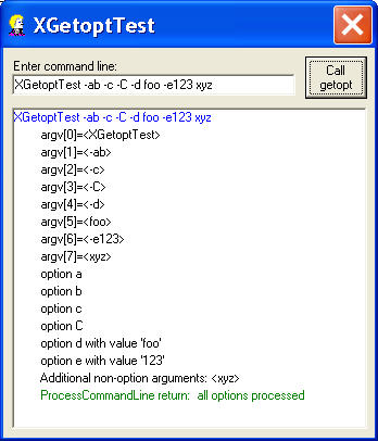 XGetopt screenshot