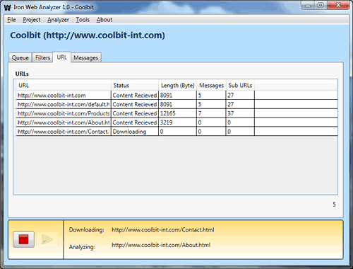 Iron Web Analyzer Main Window