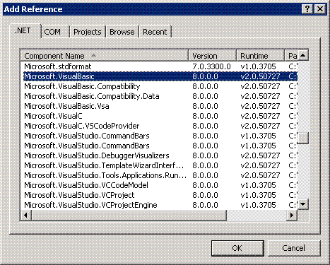 Adding a reference to the Visual Basic dll