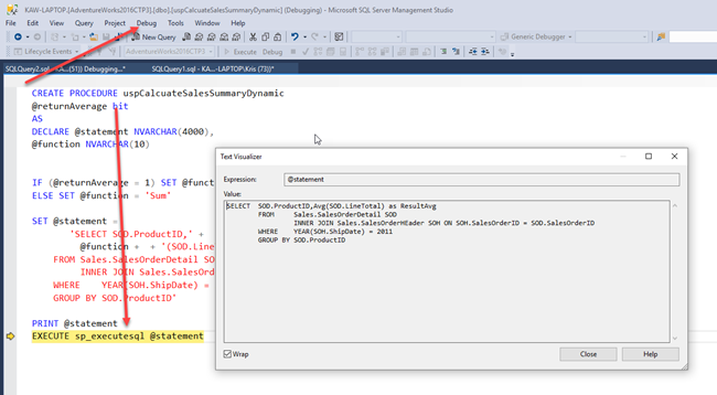 Debugging Dynamic SQL