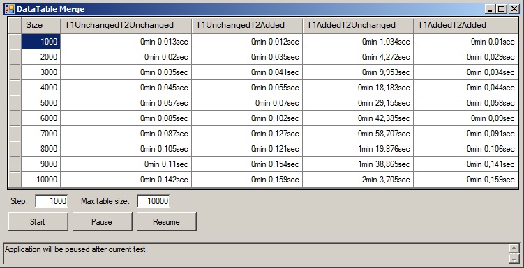 Main form of DataTableMerge project