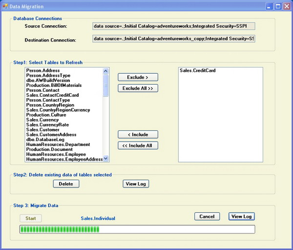 Data Migration Screen Shot