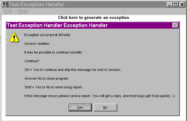 Exception handler in action