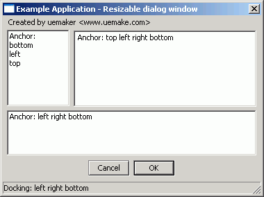 dialog window after resizing