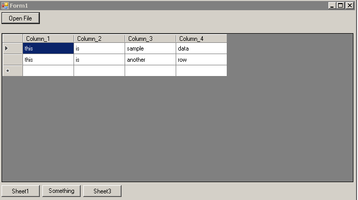 Form with grid and buttons