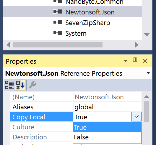 Visual Studio Reference Local Copy