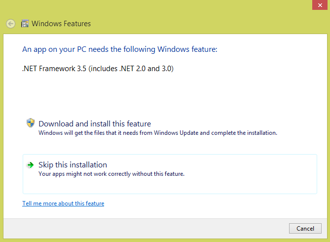 .NET Framework 3.5 as an optional Windows component