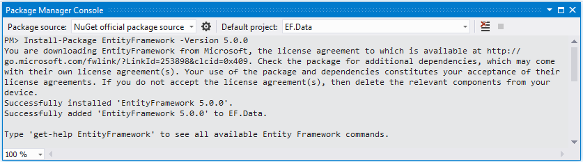 Install Entity Framework