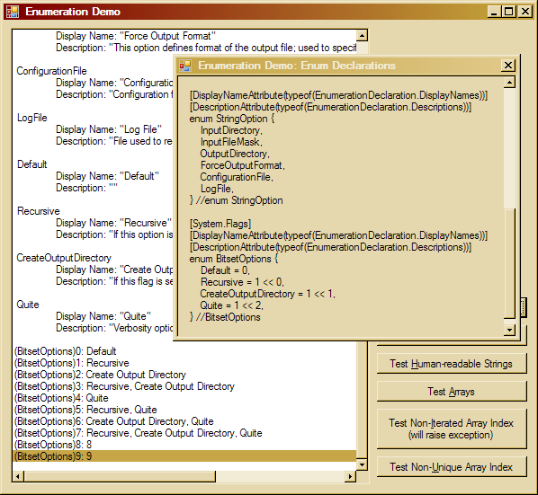 Human-readable enumeration meta-data Demo