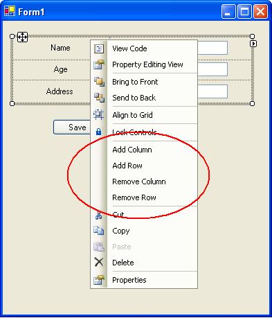 Context menu for the TableLayoutPanel