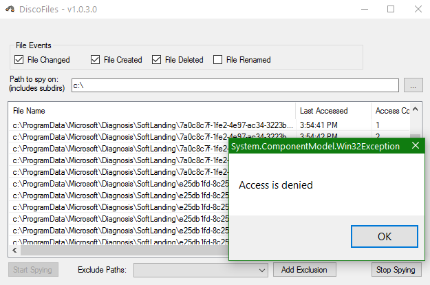 access denied - exception caught