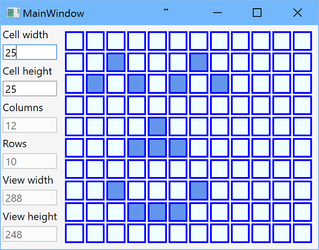 Grid 12×10 with cell 25×25