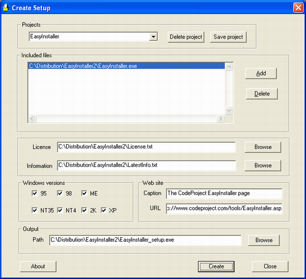 Create Installer screenshot