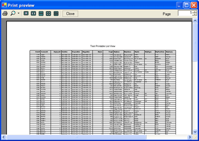List Print Preview