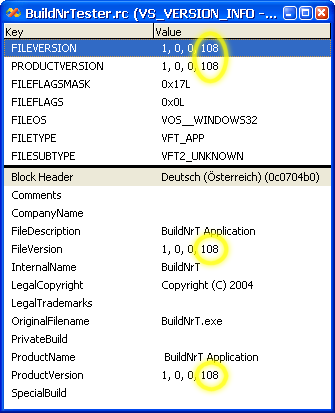 VERSIONINFO Sample Screenshot